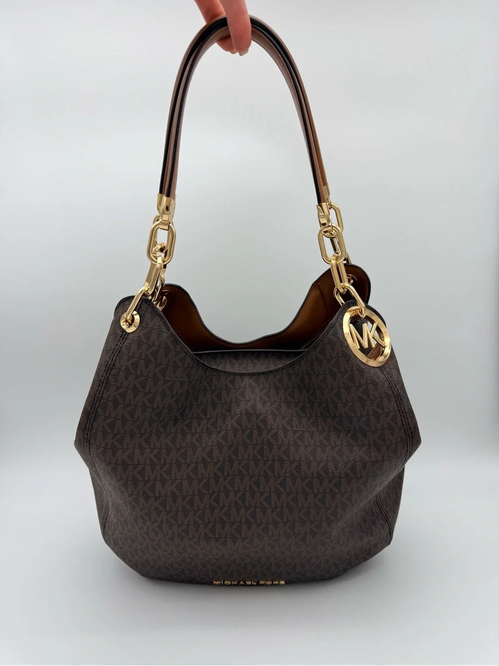 Michael Kors Brown Signature MK Hobo Shoulder Bag